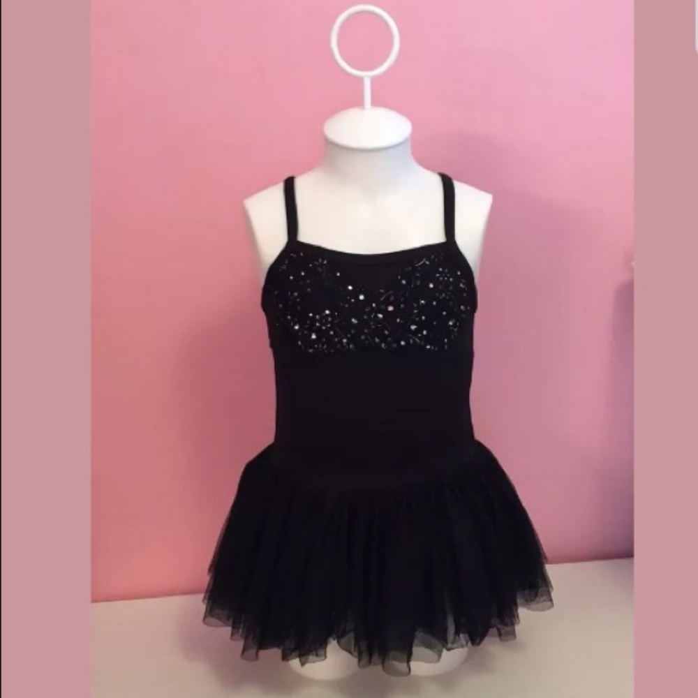 Motionwear  Black Tutu Leotard w/ Beaded Camisole
